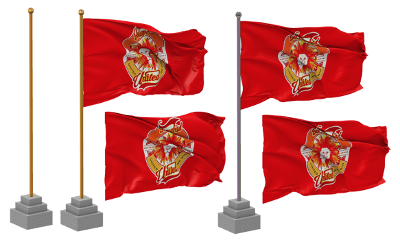 Islamabad United, IU Flag Waving Different Style With Stand Pole Isolated, 3D Rendering png