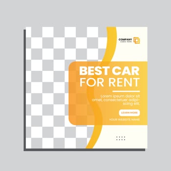 Vector car rental social media post template.