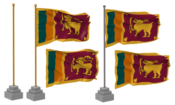 Sri Lanka Flag Waving, Stand, Pole, Isolated, 3d illustration, 3d rendering, Flag, Golden, png