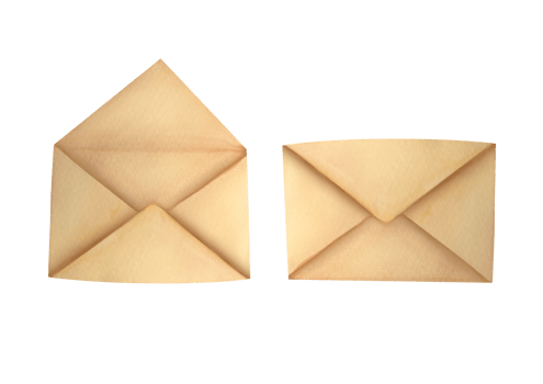 craft open and closed envelope for letters, correspondence, sending postcards and documents by post. clipart watercolor illustration on transparent background for greeting cards, wedding invitations png