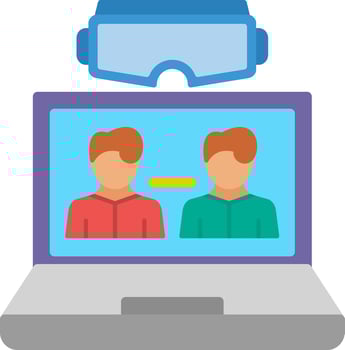 VR Team Collaboration Vector Icon Design
