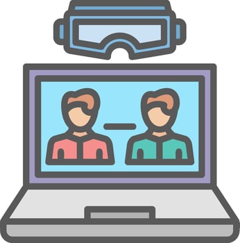 VR Team Collaboration Vector Icon Design