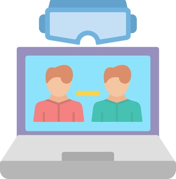 VR Team Collaboration Vector Icon Design