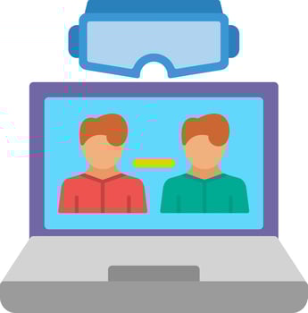 VR Team Collaboration Vector Icon Design