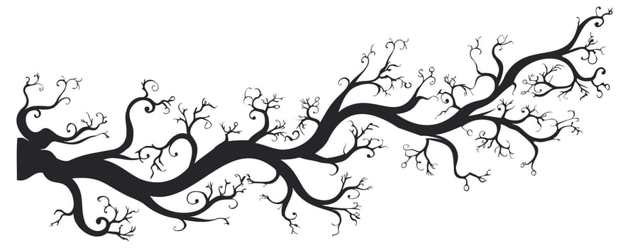 silhouette of tree branch for wall art stickers isolated on white background vector