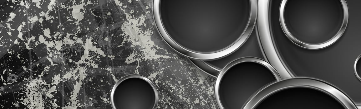 Hi-tech grunge background with silver metallic circles vector