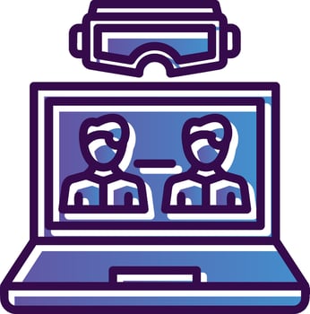 VR Team Collaboration Vector Icon Design