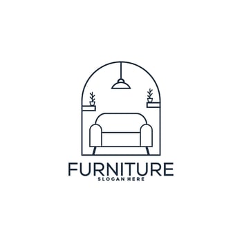 Furniture logo design with creative concept, Interior logo vector template