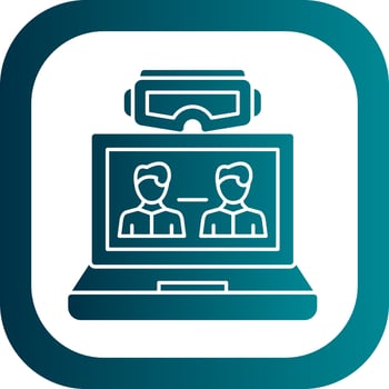 VR Team Collaboration Vector Icon Design