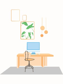 Computer desk Illustration, New Vector Illustration
