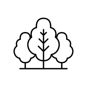 Forest tree icon. Simple outline style. Nature forest landscape, outdoor, oak, trunk, plant concept. Thin line symbol. Vector illustration isolated.