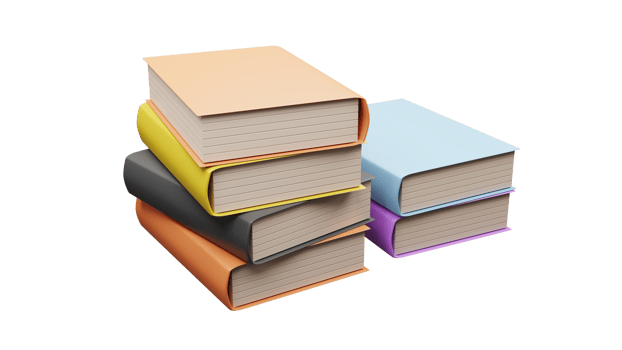 3D rendering of a stack of books png