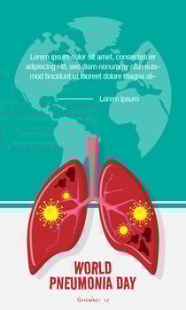 World Pneumonia Day template with virus infected lungs vector