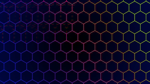 abstract hexagon colorful with dark background vector