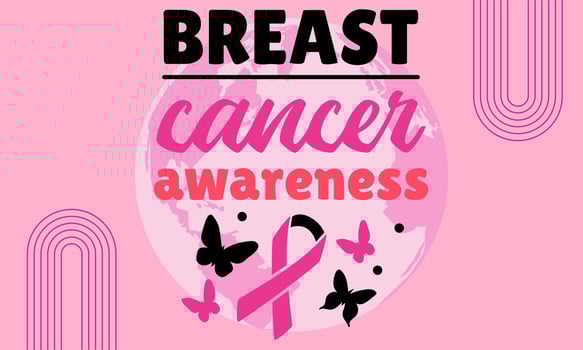 Breast cancer awareness month modern style banner template design. Editable banner with ribbon illustration vector