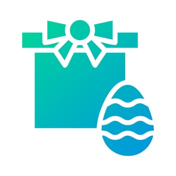 Gift egg icon solid gradient green blue colour easter symbol illustration. vector