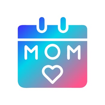 Calendar mom icon solid gradient red purple blue colour mother day symbol illustration. vector