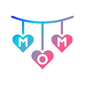 Decoration love icon solid gradient red purple blue colour mother day symbol illustration. vector