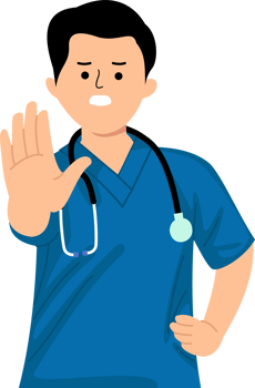 angry man nurse extend hand to disagree png