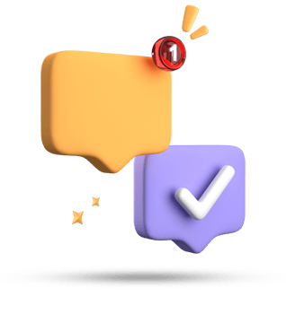 3d rendering of speech bubble with notification icons, 3D pastel chat with checked icon. Set of 3d speak bubble. png