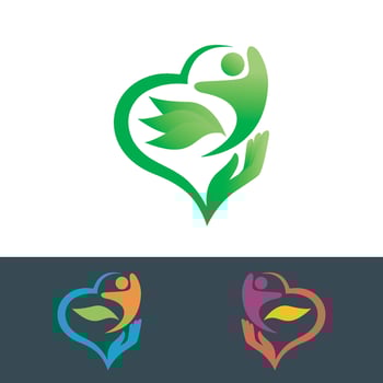 Person, hand and plant icon design. love nature concept, icon, world ecology, global nature protection, eco logo environment, globe with hands and plants, isolated on white background vector