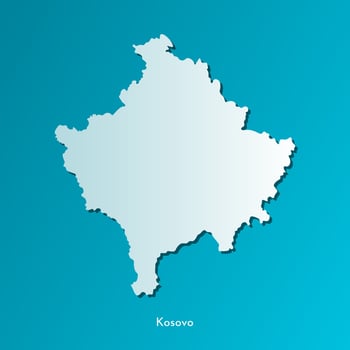 Vector isolated simplified illustration icon with blue silhouette of Kosovo map. Dark blue background.