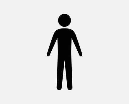 Man Icon Male Gender Toilet Bathroom Restroom Boy Stick Figure Silhouette Stand Member Avatar Black White Shape Line Outline Sign Symbol EPS Vector