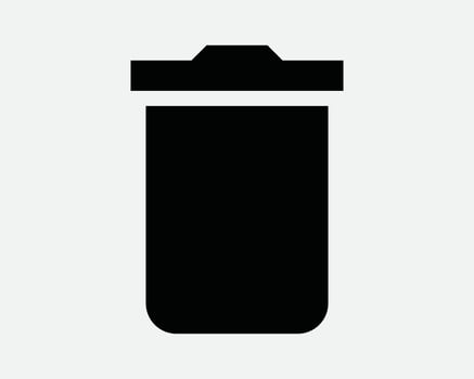 Trashcan Icon Dustbin Dust Bin Trash Can Delete Remove Eliminate Discard Rubbish Waste Basket Black White Shape Line Outline Sign Symbol EPS Vector