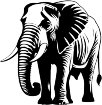 African Elephant silhouette drawing in a minimalist style. AI-Generated. png