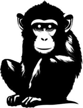 Silhouette drawing of monkey in a minimalist style. AI-Generated. png