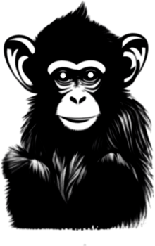 Silhouette drawing of monkey in a minimalist style. AI-Generated. png