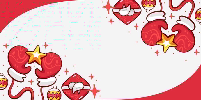 Vector frame on a Christmas theme with gifts, mittens and Christmas tree toys in a cute cartoon style.