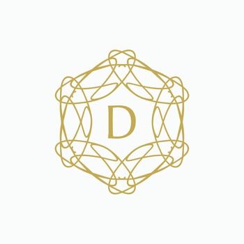 Initial letter D floral ornamental border circle frame logo vector