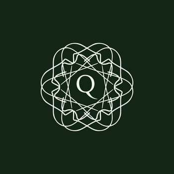 Initial letter Q floral ornamental border circle frame logo vector