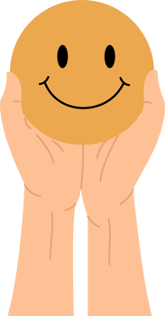 illustration of hand holding smile icon png