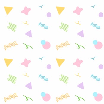 Seamless pattern of abstract geometry shape in pastel white background, party, confetti vector