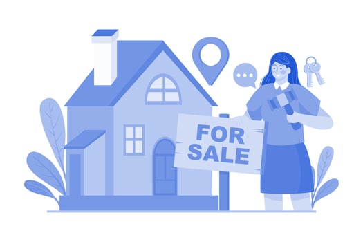 Real Estate Agent Puts Sale Sign vector