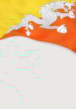 Leaflet design with flag of Bhutan. Vector template.
