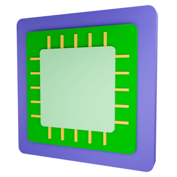 Computer chip clipart flat design icon isolated on transparent background, 3D render technology and cyber security concept png