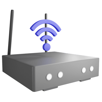 Wifi router clipart flat design icon isolated on transparent background, 3D render technology and cyber security concept png