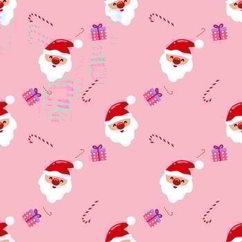Seamless Christmas pattern with Santa Claus and gift boxes used for fabric, wrapping paper, scrapbooking, textiles, posters, signs and other Christmas designs. vector