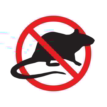 Vector sign with rat under crossed circle