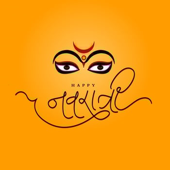 Navaratri greetings with Lord Durga face icon vector