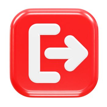 Exit icon logout 3d illustration rendering transparent png