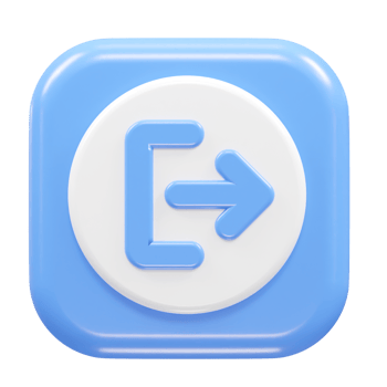 Exit icon logout 3d illustration rendering transparent png