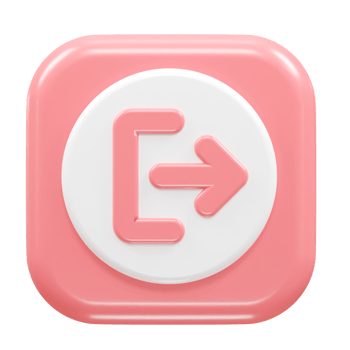 Exit icon logout 3d illustration rendering transparent png