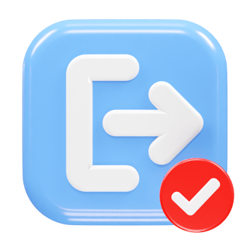 Exit icon logout 3d illustration rendering transparent png