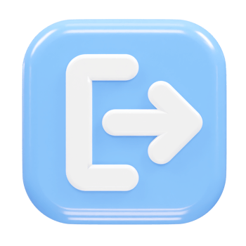 Exit icon logout 3d illustration rendering transparent png
