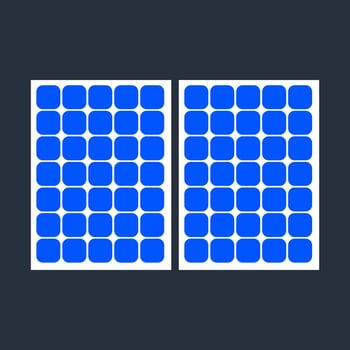 Solar panel vector icon with blue color.