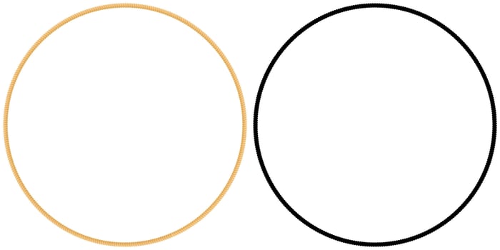 Gold and black rope circle. Decorative frame made of strong strands of ropes for durable fiber decoration for ornament vector design